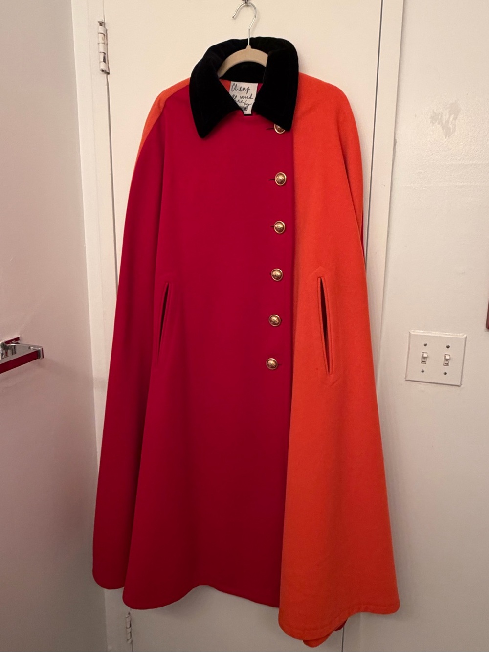 Moschino cheap and chic vintage red & orange cape coat